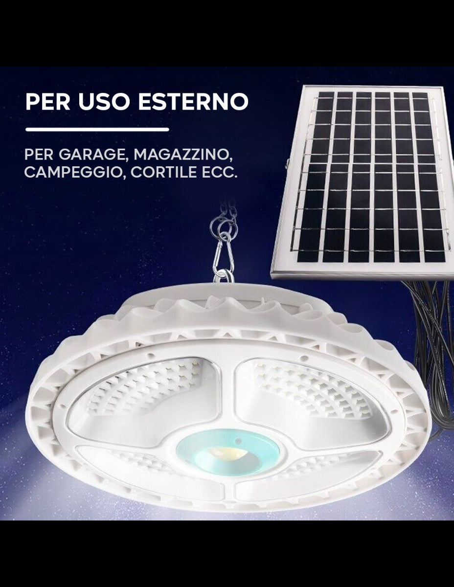 Lampada LED Plafoniera 400W con Pannello Solare e Telecomando