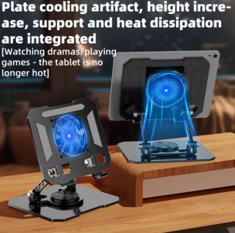Supporto Pieghevole per Tablet e Notebook con Rotazione a 360° – Compatibile con Dispositivi da 4 a 12,9 Pollici, Design in Lega di Alluminio