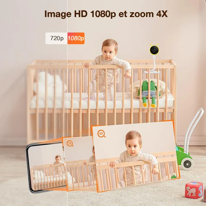 Baby Monitor Q-BY01 – Babyphone con Video Camera WiFi, Full HD 1080P, Sensore Ambientale e Allerta Intelligente