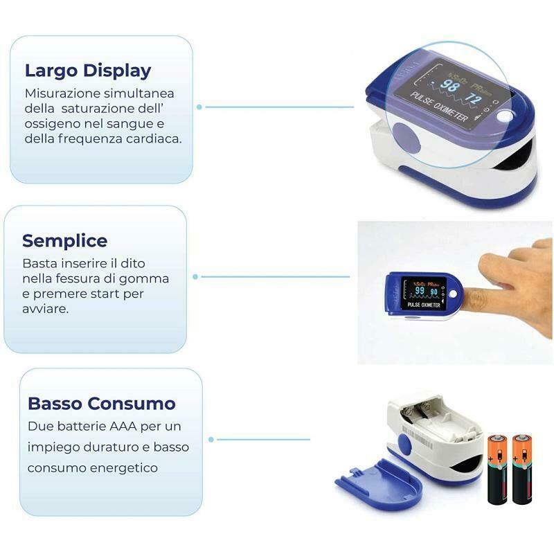 Pulsossimetro da Dito, Saturimetro Dito Portatile, Misuratore Ossigeno Da Dito Saturimetro Ossimetro Pulsossimetro Pulse Oximeter