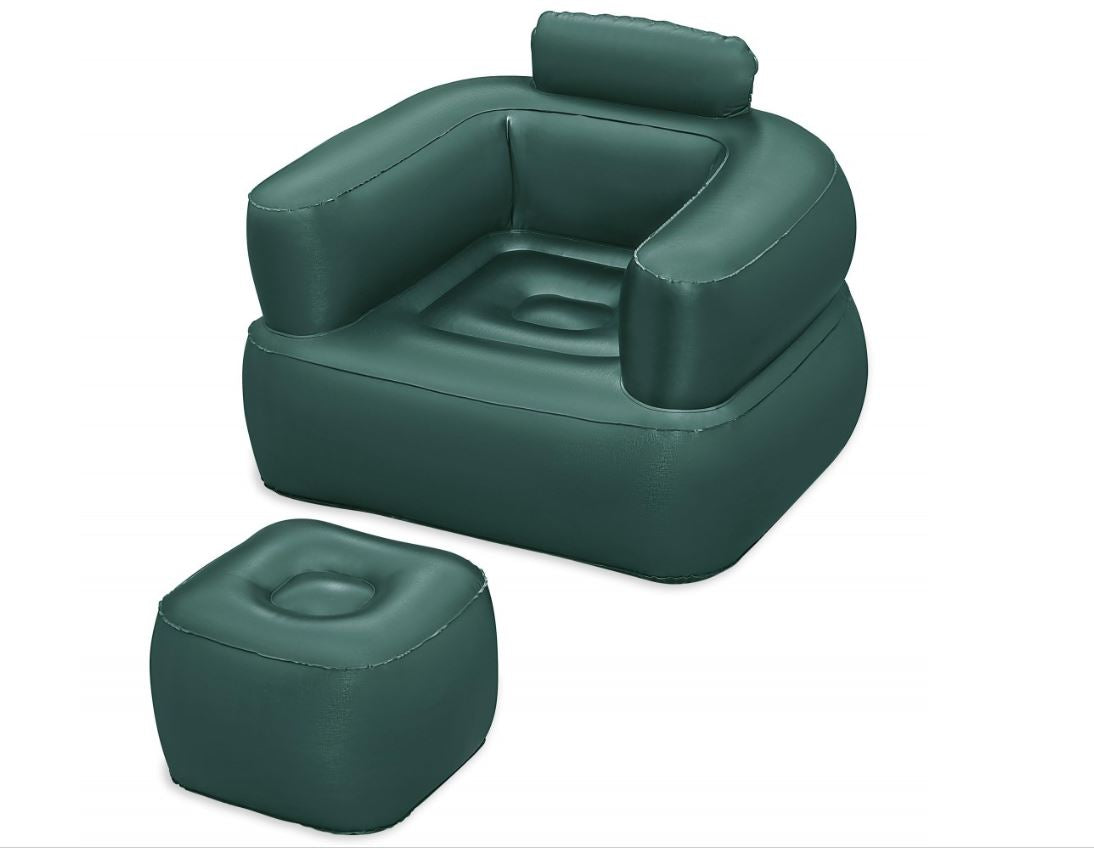 Poltrona Gonfiabile con Poggiapiedi – Design Ergonomico, Superficie Vellutata, Facile da Gonfiare e Trasportare