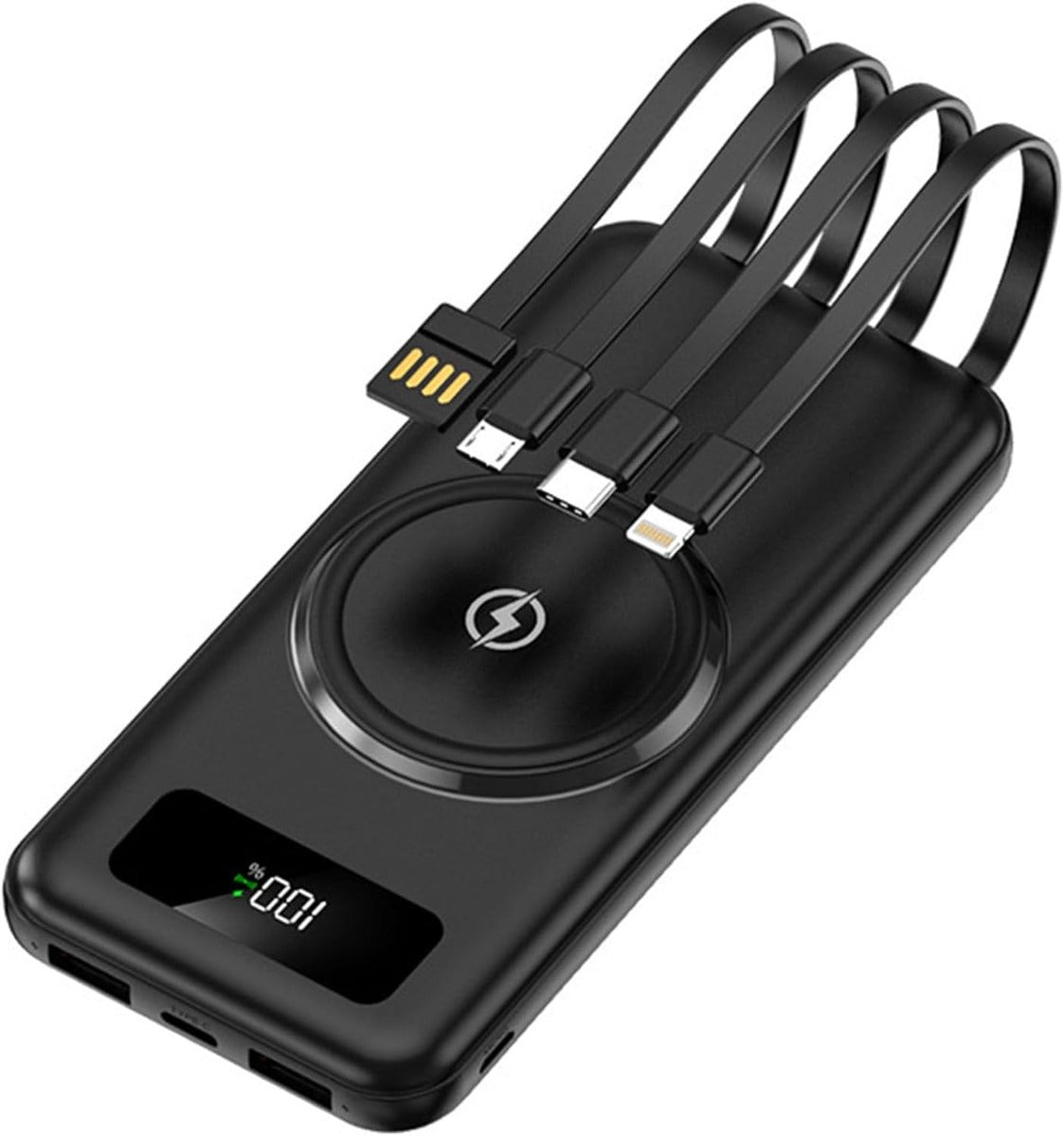 Mini Power Bank Wireless 30000mAh – Ricarica Rapida e Grande Capacità con 4 Cavi Integrati