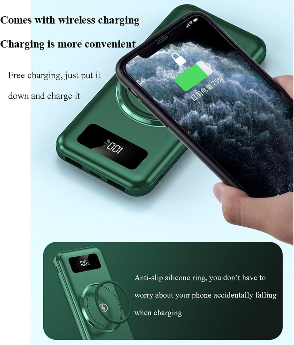 Mini Power Bank Wireless 30000mAh – Ricarica Rapida e Grande Capacità con 4 Cavi Integrati