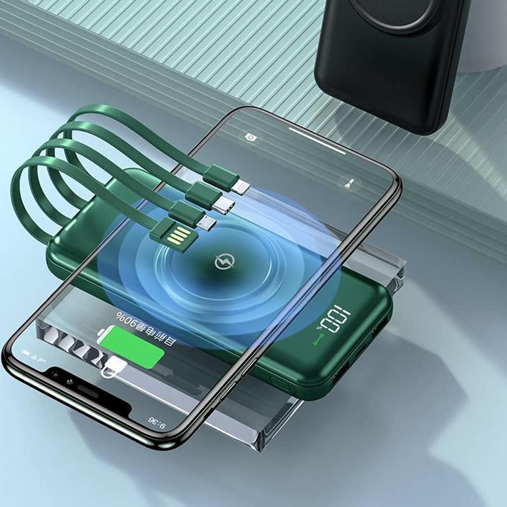 Mini Power Bank Wireless 30000mAh – Ricarica Rapida e Grande Capacità con 4 Cavi Integrati