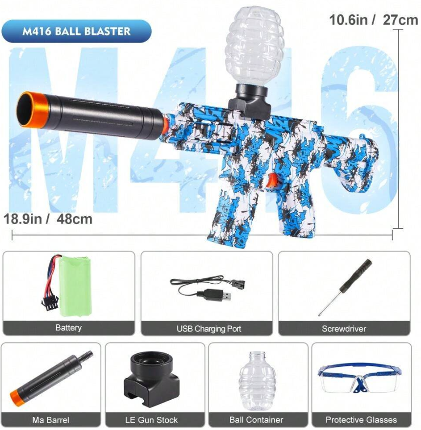 Pistola Giocattolo Elettrica M416 – Spara-Palline Ricaricabile per Giochi di Squadra all’Aperto