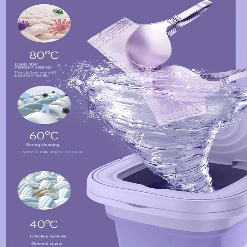 Lavatrice portatile Mini lavatrice pieghevole sterilizzazione lavatrice automatica con centrifuga asciugatrice per lavaggio biancheria intima