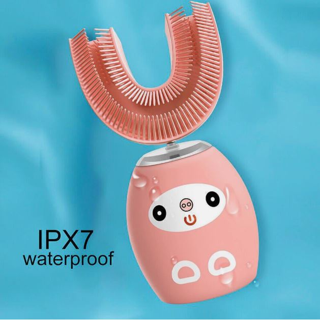 Spazzolino Elettrico Ultrasonico per Bambini – Forma a U, 4 Modalità, IPX7 Impermeabile, Pulizia e Sbiancamento Dentale