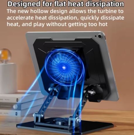 Supporto Pieghevole per Tablet e Notebook con Rotazione a 360° – Compatibile con Dispositivi da 4 a 12,9 Pollici, Design in Lega di Alluminio