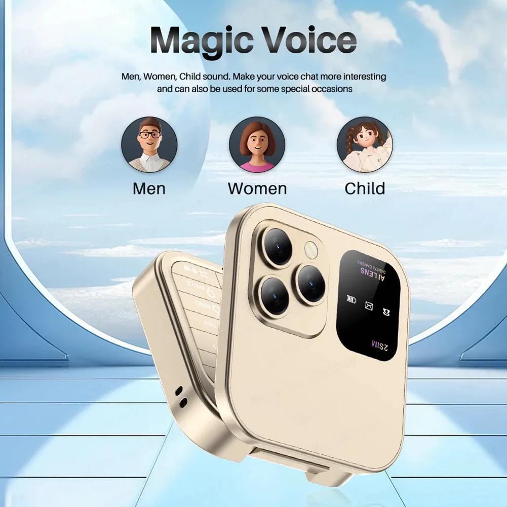 Mini Telefono Cellulare Pieghevole i16 Pro Dual SIM con Radio FM, Fotocamera HD e Torcia LED (black)