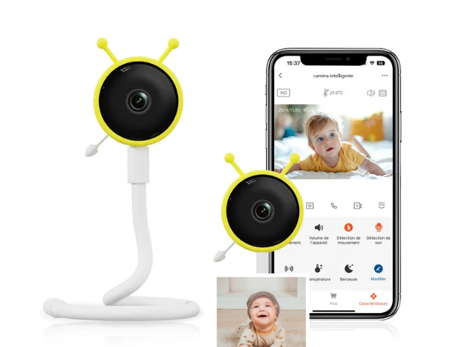 Baby Monitor Q-BY01 – Babyphone con Video Camera WiFi, Full HD 1080P, Sensore Ambientale e Allerta Intelligente