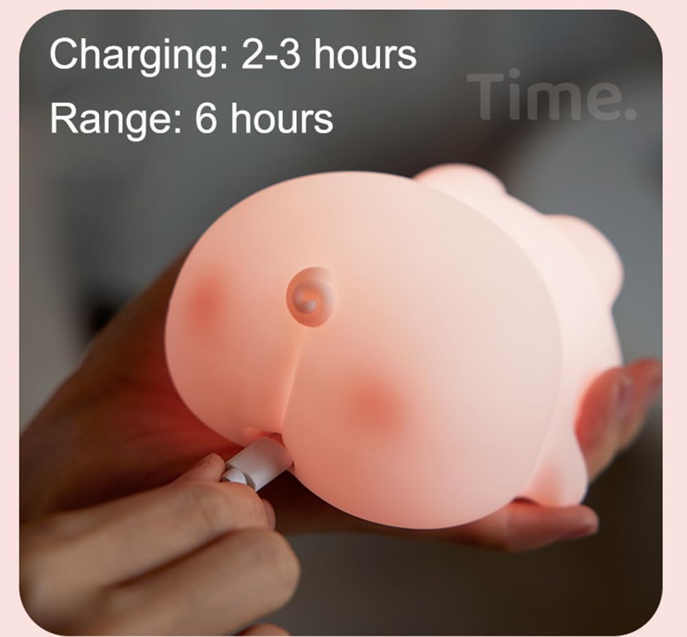 Lampada Notturna a Forma di Maialino – Luce LED Ricaricabile e Dimmerabile