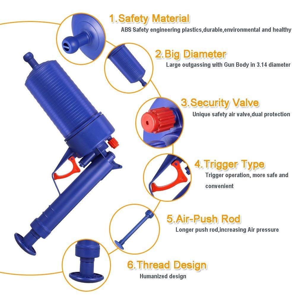 Sturalavandini ad Aria Compressa con 3 Ventose – Ideale per Scarichi Intasati e Gorgoglianti