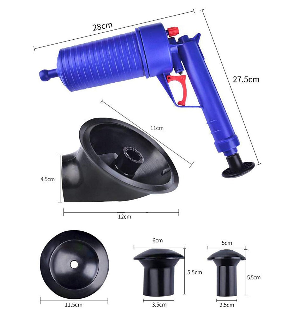 Sturalavandini ad Aria Compressa con 3 Ventose – Ideale per Scarichi Intasati e Gorgoglianti