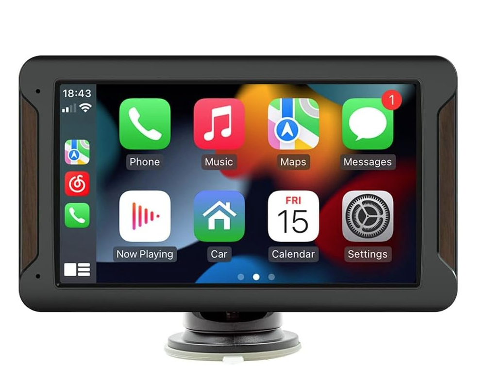 Autoradio Portatile 7" con Apple CarPlay, Android Auto, Bluetooth 5.0 e Mirror Link – Schermo HD, FM e Supporto Multifunzionale