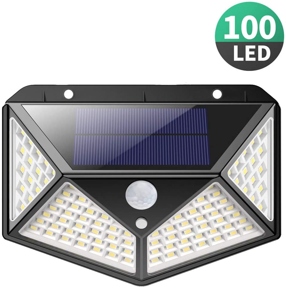 Faretto solare da esterno 100 led con sensore di movimento impermeabile 3 modalità