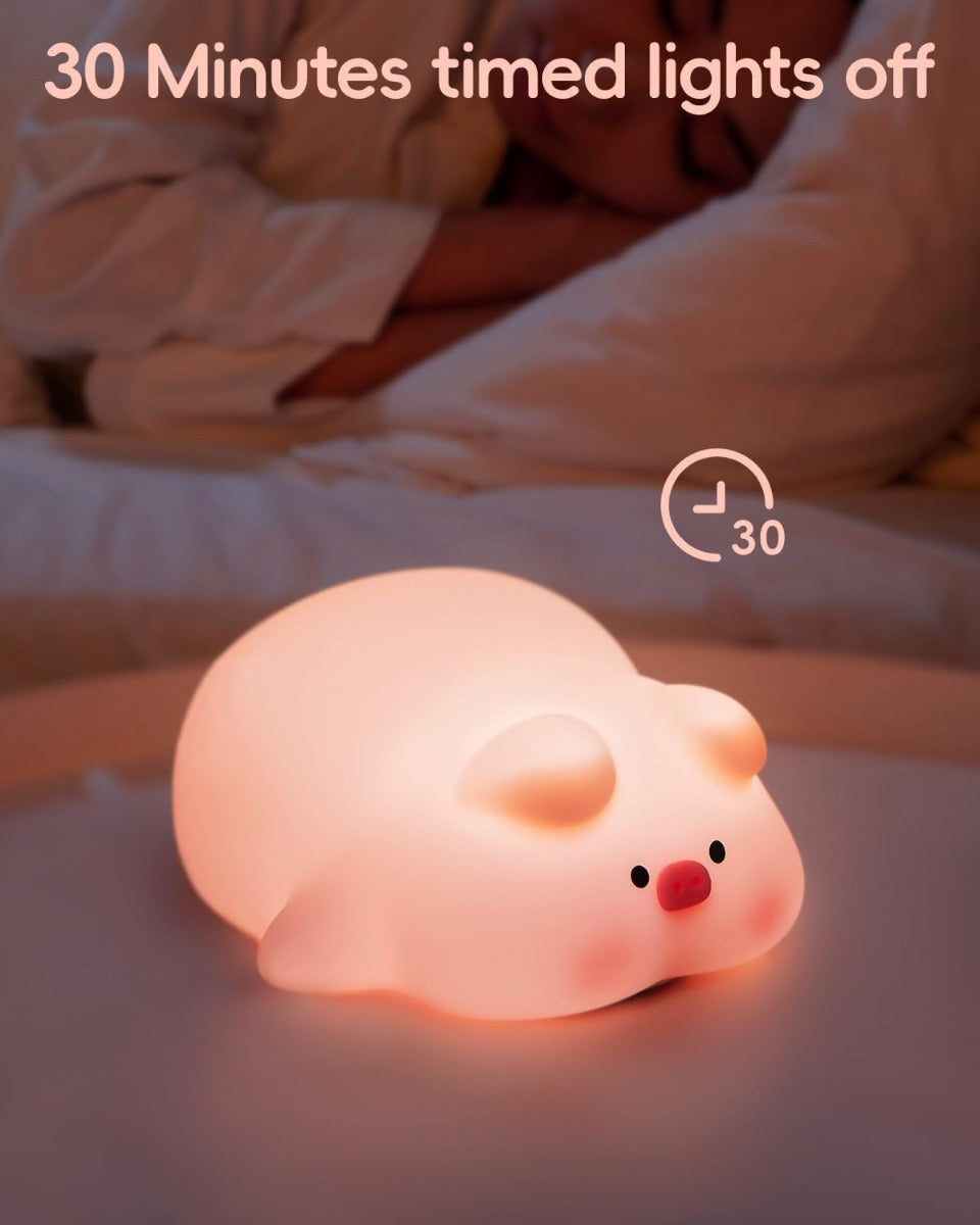 Lampada Notturna a Forma di Maialino – Luce LED Ricaricabile e Dimmerabile
