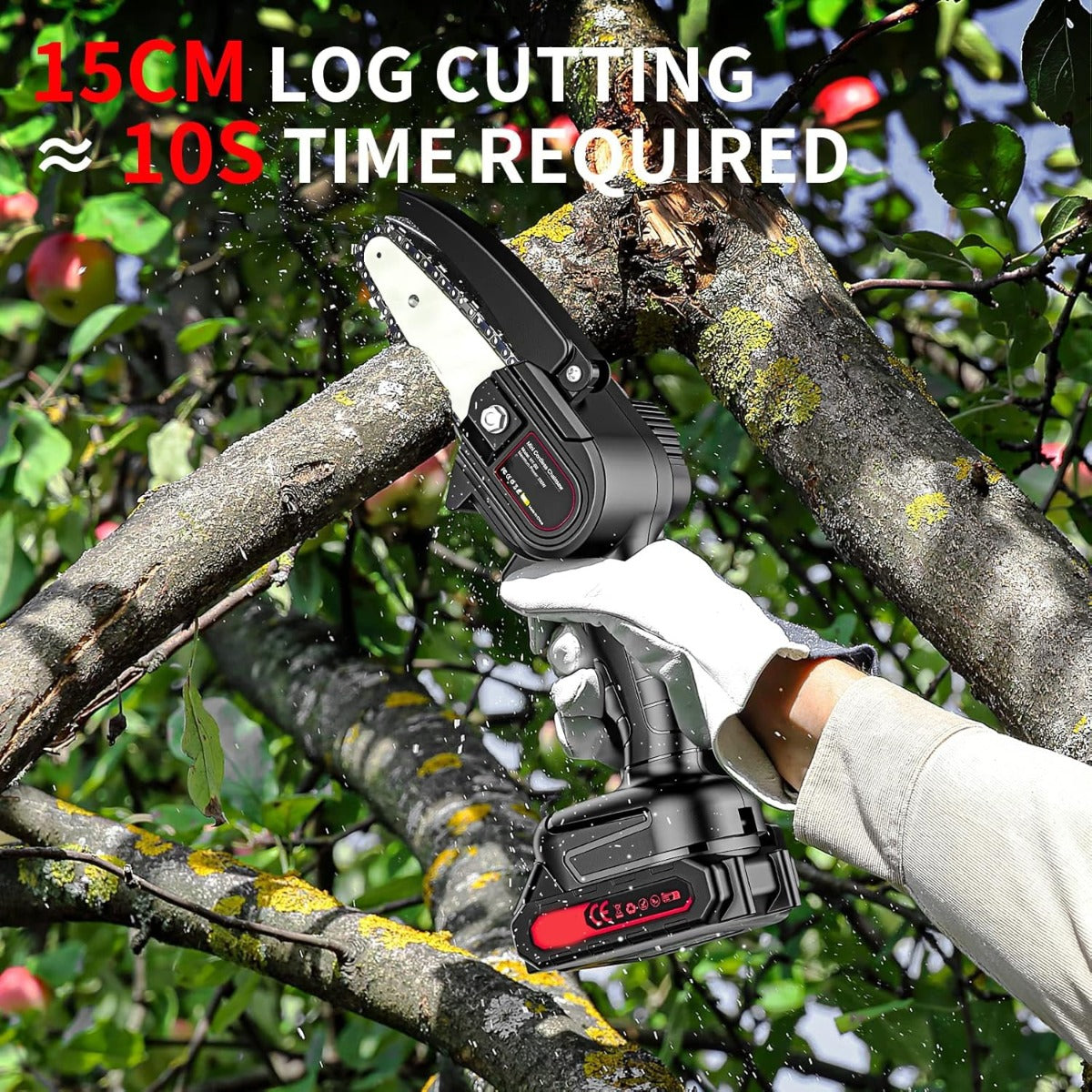 Mini Motosega 4 Pollici Doppia Batteria 48V o 88V, Caricatore e Accessori Inclusi, per Potatura e Giardinaggio